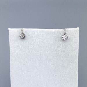 Vintage Sterling Silver 925 Crystal Encrusted Dome Stud Earrings